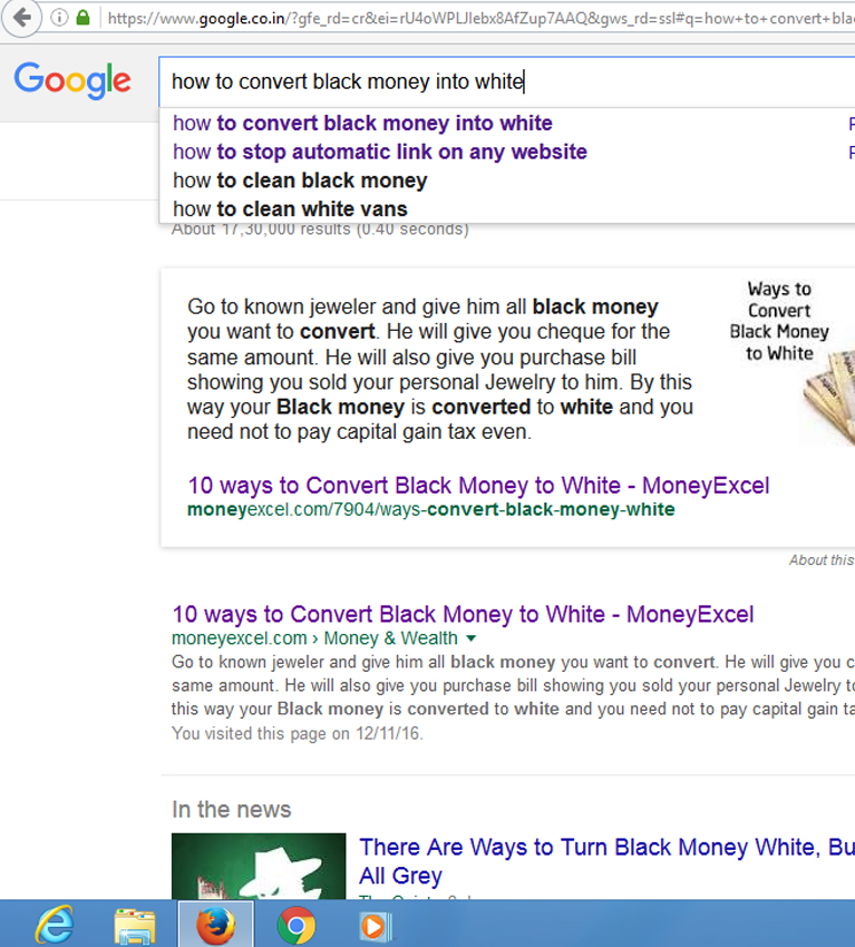 How to convert black money to white' one of the most popular searches on Google India